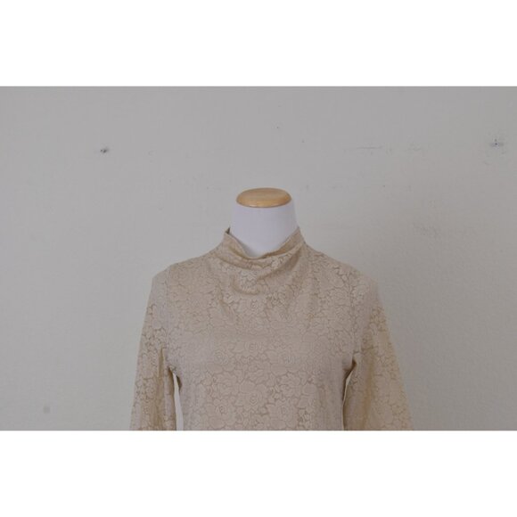 Vintage Nylon High Neck Lace‎ Pullover Blouse - Picture 9 of 10